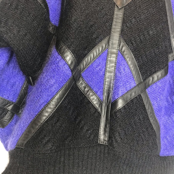 TORRAS OF SPAIN color block leather/mohair jacket - Picture 10 of 15